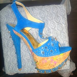 Machi - Blue Studded Platform Heels - 6
